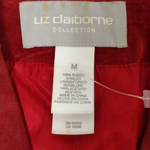 VTG 90s Red Genuine Leather Suede Single Breasted Blazer Jacket Medium - Picture 13 of 15